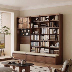 Watson 60cm/80cm Bookcase Modular Display Shelf & Storage With Cabinet/Lighting Walnut Color