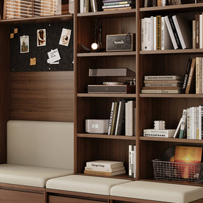 Watson 60cm/80cm Bookcase Modular Display Shelf & Storage With Cabinet/Lighting Walnut Color