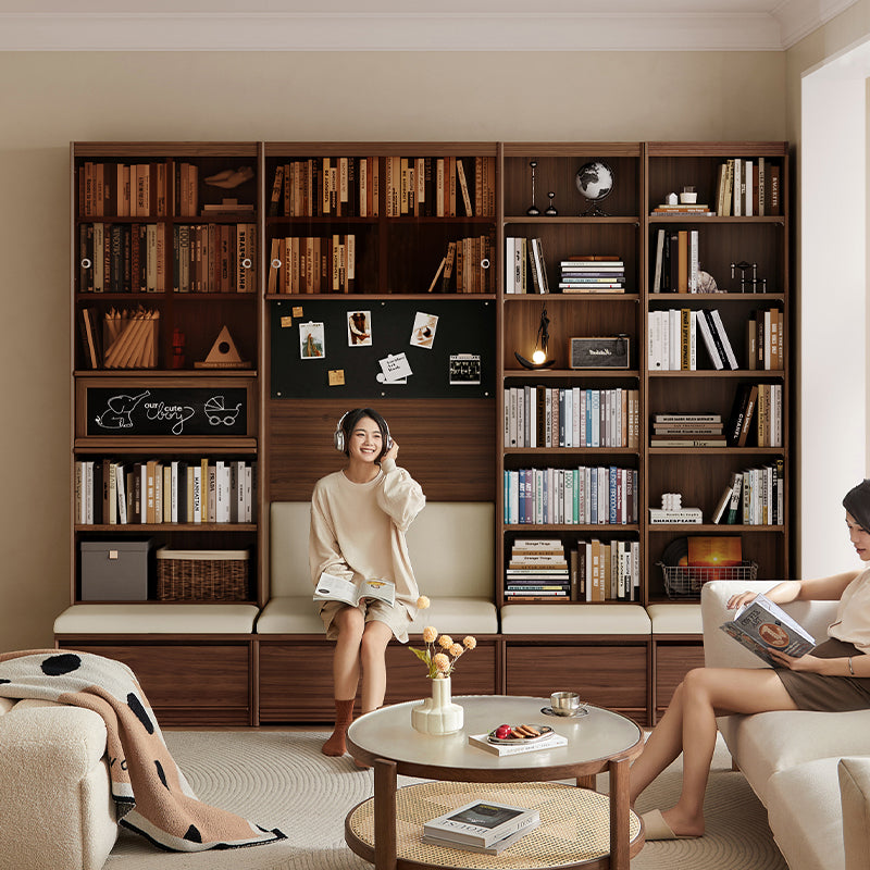 Watson 60cm/80cm Bookcase Modular Display Shelf & Storage With Cabinet/Lighting Walnut Color