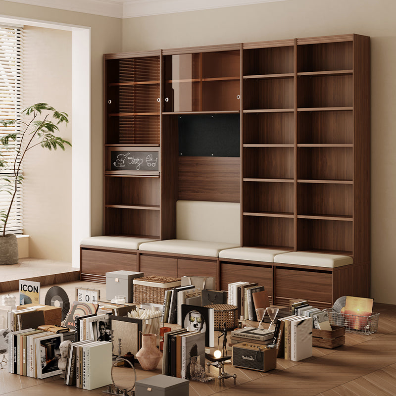 Watson 60cm/80cm Bookcase Modular Display Shelf & Storage With Cabinet/Lighting Walnut Color