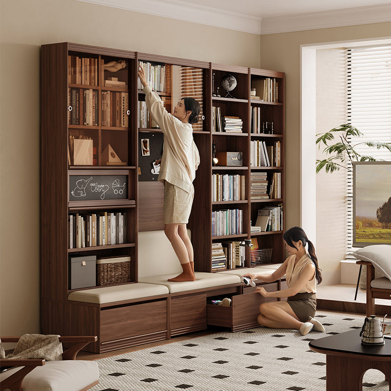 Watson 60cm/80cm Bookcase Modular Display Shelf & Storage With Cabinet/Lighting Walnut Color