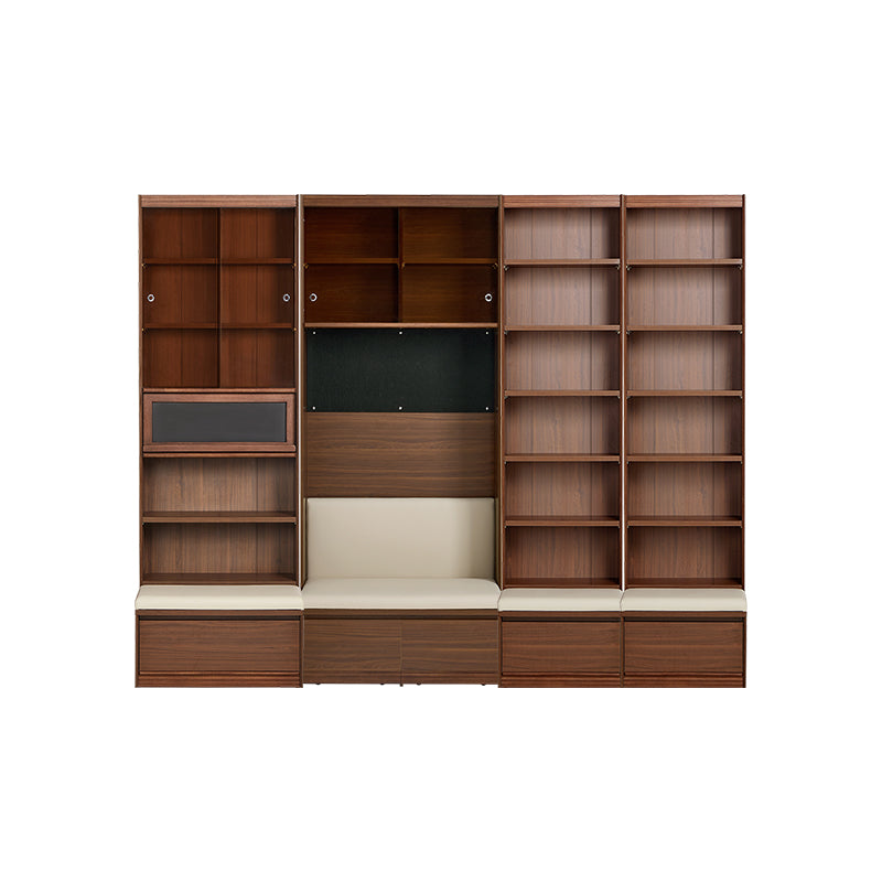 Watson 60cm/80cm Bookcase Modular Display Shelf & Storage With Cabinet/Lighting Walnut Color