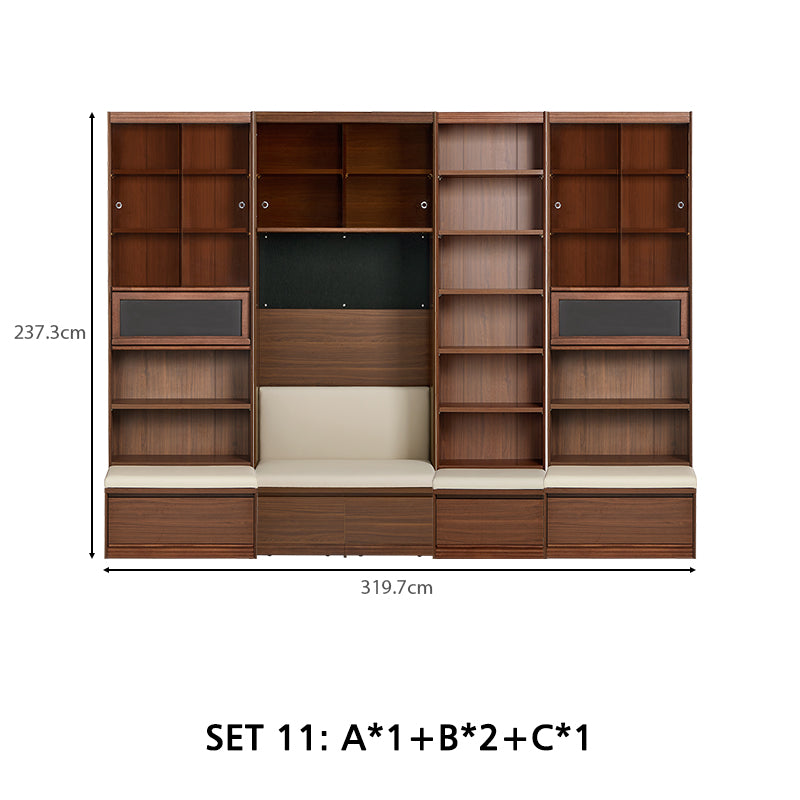 Watson 60cm/80cm Bookcase Modular Display Shelf & Storage With Cabinet/Lighting Walnut Color