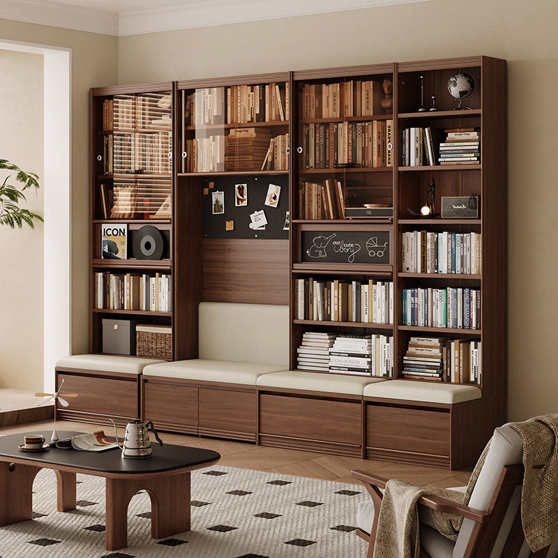 Watson 60cm/80cm Bookcase Modular Display Shelf & Storage With Cabinet/Lighting Walnut Color