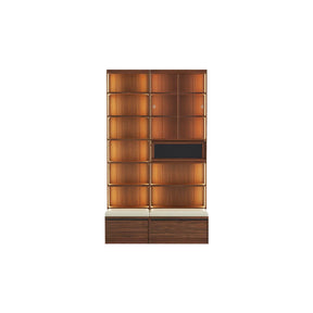 Watson 60cm/80cm Bookcase Modular Display Shelf & Storage With Cabinet/Lighting Walnut Color