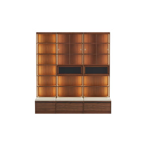 Watson 60cm/80cm Bookcase Modular Display Shelf & Storage With Cabinet/Lighting Walnut Color