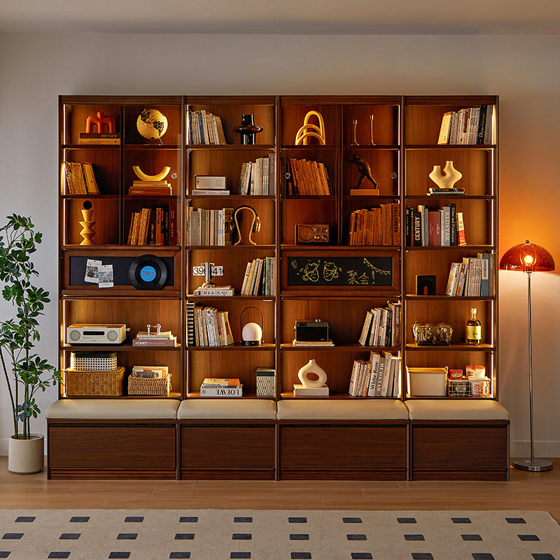 Watson 60cm/80cm Bookcase Modular Display Shelf & Storage With Cabinet/Lighting Walnut Color