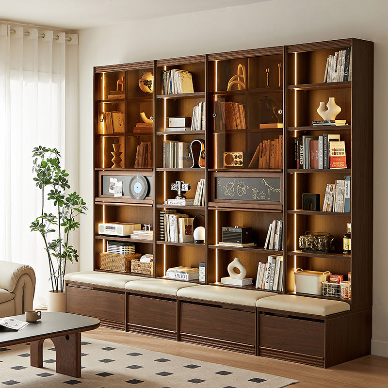 Watson 60cm/80cm Bookcase Modular Display Shelf & Storage With Cabinet/Lighting Walnut Color