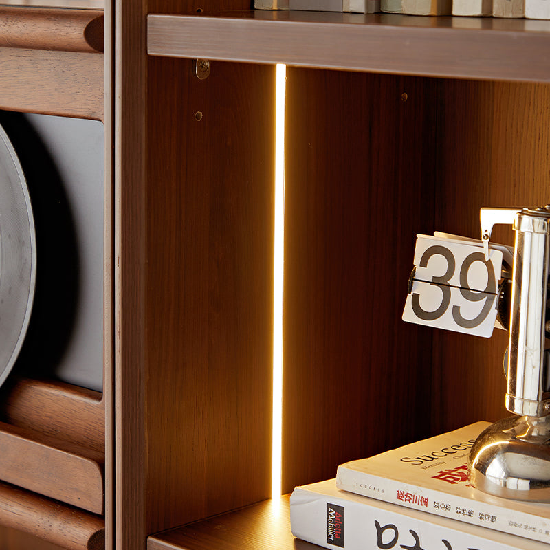 Watson 60cm/80cm Bookcase Modular Display Shelf & Storage With Cabinet/Lighting Walnut Color