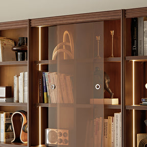 Watson 60cm/80cm Bookcase Modular Display Shelf & Storage With Cabinet/Lighting Walnut Color
