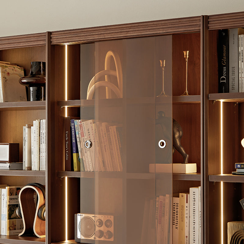 Watson 60cm/80cm Bookcase Modular Display Shelf & Storage With Cabinet/Lighting Walnut Color