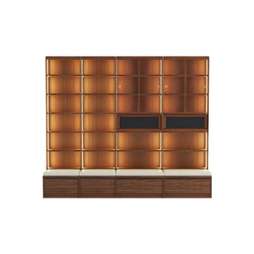 Watson 60cm/80cm Bookcase Modular Display Shelf & Storage With Cabinet/Lighting Walnut Color