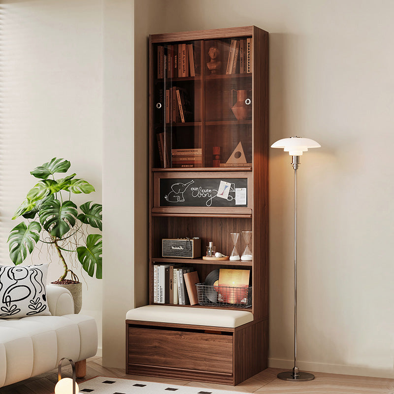 Watson 60cm/80cm Bookcase Modular Display Shelf & Storage With Cabinet/Lighting Walnut Color