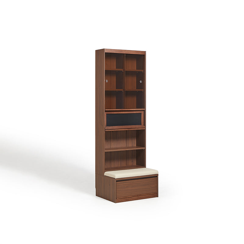 Watson 60cm/80cm Bookcase Modular Display Shelf & Storage With Cabinet/Lighting Walnut Color