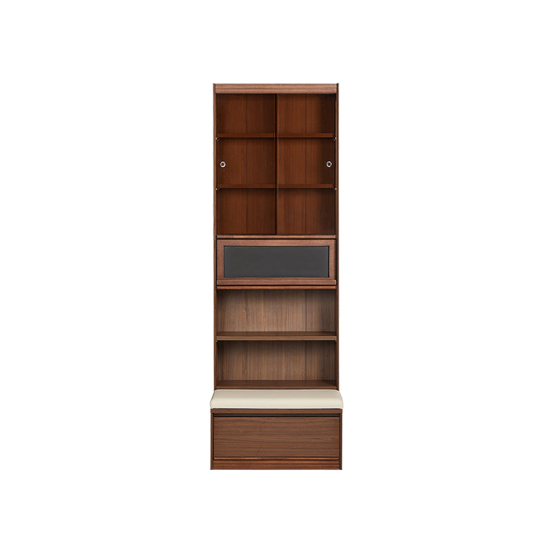 Watson 60cm/80cm Bookcase Modular Display Shelf & Storage With Cabinet/Lighting Walnut Color