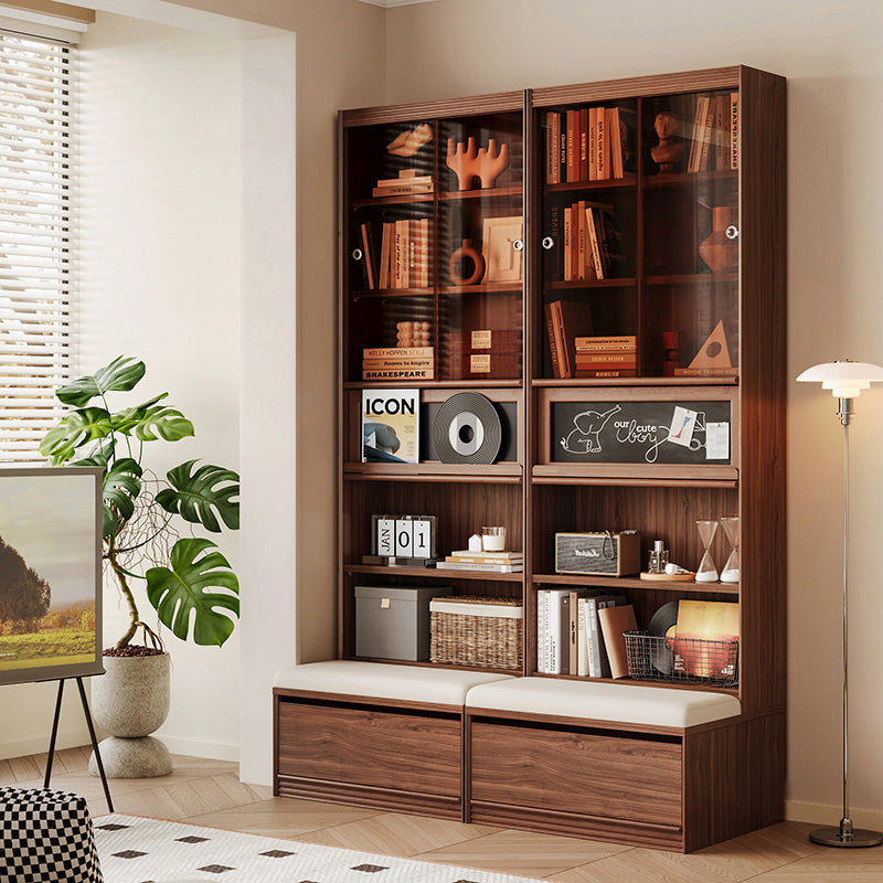 Watson 60cm/80cm Bookcase Modular Display Shelf & Storage With Cabinet/Lighting Walnut Color