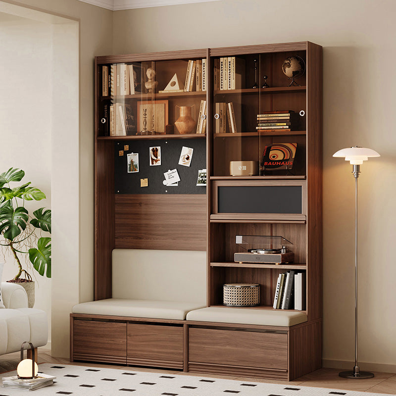 Watson 60cm/80cm Bookcase Modular Display Shelf & Storage With Cabinet/Lighting Walnut Color