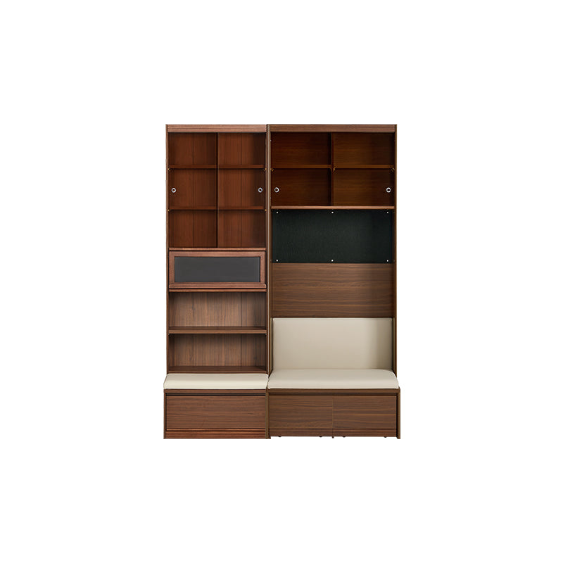Watson 60cm/80cm Bookcase Modular Display Shelf & Storage With Cabinet/Lighting Walnut Color