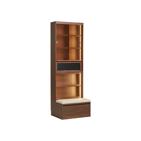 Watson 60cm/80cm Bookcase Modular Display Shelf & Storage With Cabinet/Lighting Walnut Color