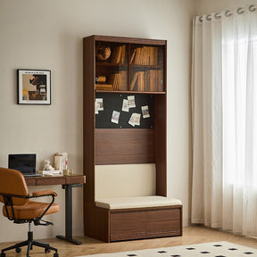 Watson 60cm/80cm Bookcase Modular Display Shelf & Storage With Cabinet/Lighting Walnut Color