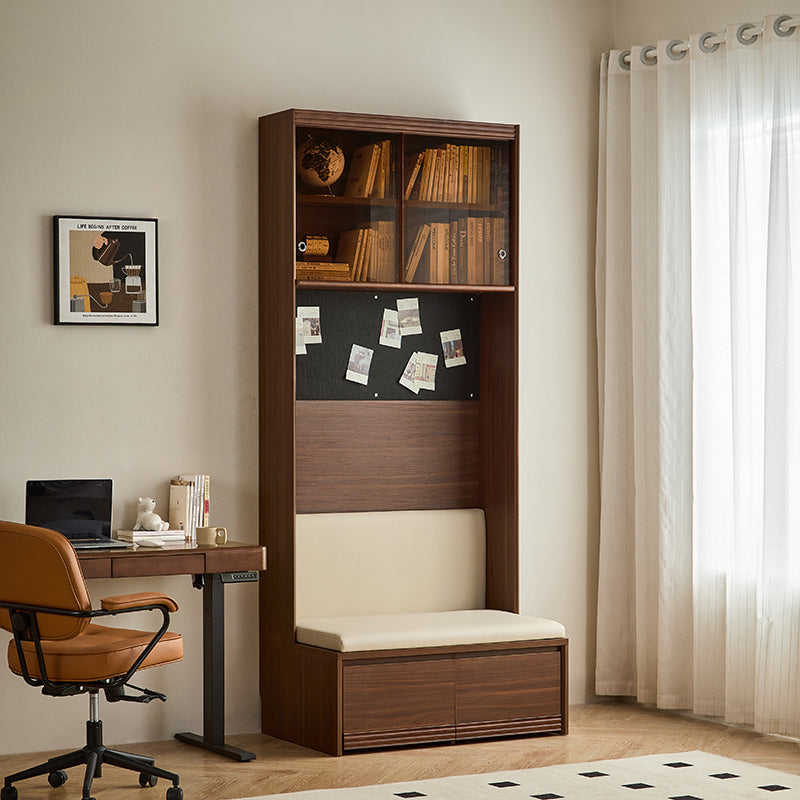 Watson 60cm/80cm Bookcase Modular Display Shelf & Storage With Cabinet/Lighting Walnut Color