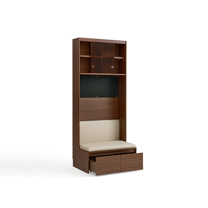 Watson 60cm/80cm Bookcase Modular Display Shelf & Storage With Cabinet/Lighting Walnut Color