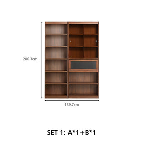 Watson 60cm/80cm Bookcase Modular Display Shelf & Storage With Lighting Walnut Color