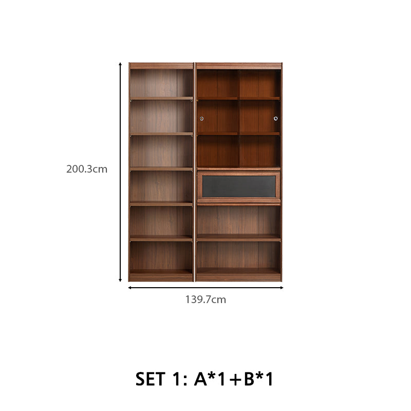 Watson 60cm/80cm Bookcase Modular Display Shelf & Storage With Lighting Walnut Color