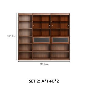 Watson 60cm/80cm Bookcase Modular Display Shelf & Storage With Lighting Walnut Color