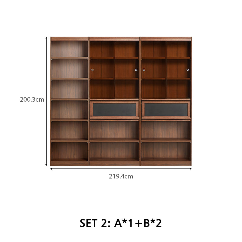 Watson 60cm/80cm Bookcase Modular Display Shelf & Storage With Lighting Walnut Color