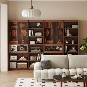 Watson 60cm/80cm Bookcase Modular Display Shelf & Storage With Lighting Walnut Color