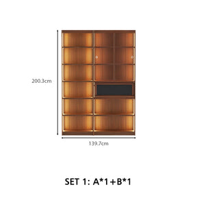 Watson 60cm/80cm Bookcase Modular Display Shelf & Storage With Lighting Walnut Color