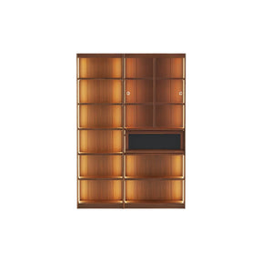 Watson 60cm/80cm Bookcase Modular Display Shelf & Storage With Lighting Walnut Color