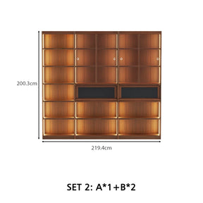 Watson 60cm/80cm Bookcase Modular Display Shelf & Storage With Lighting Walnut Color