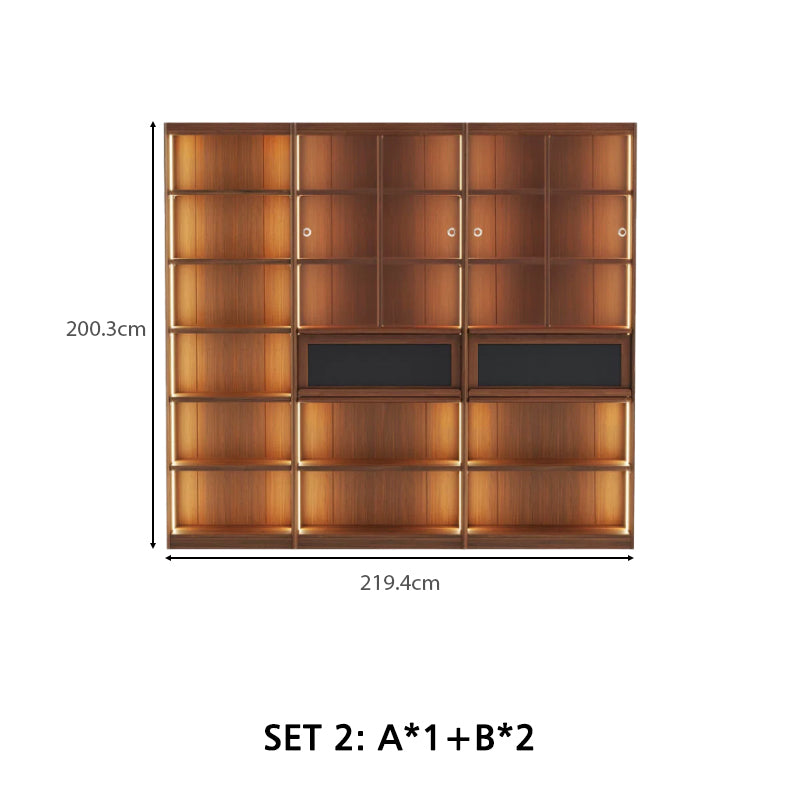 Watson 60cm/80cm Bookcase Modular Display Shelf & Storage With Lighting Walnut Color