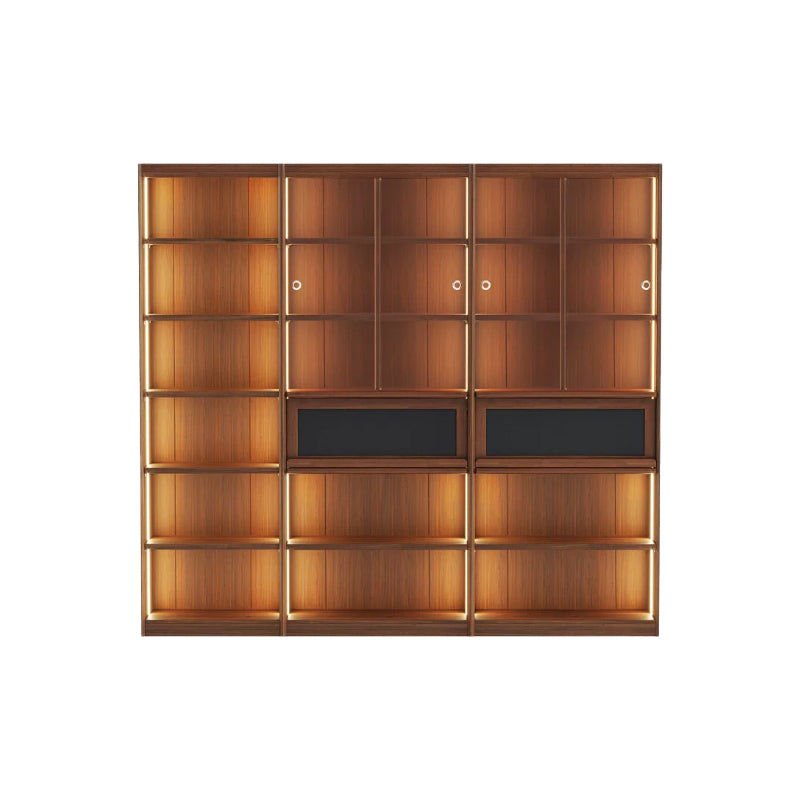 Watson 60cm/80cm Bookcase Modular Display Shelf & Storage With Lighting Walnut Color