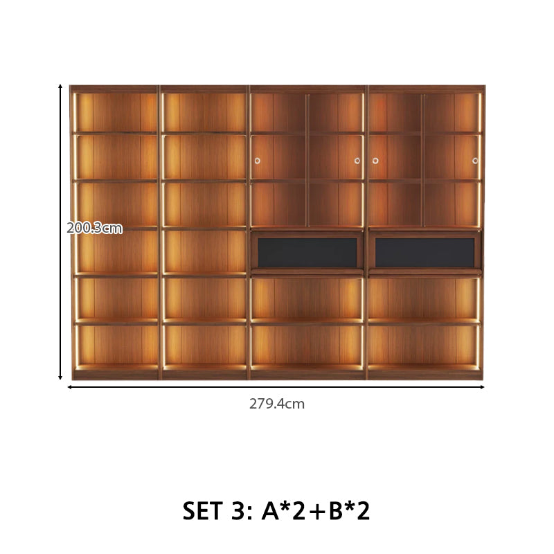 Watson 60cm/80cm Bookcase Modular Display Shelf & Storage With Lighting Walnut Color