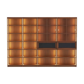 Watson 60cm/80cm Bookcase Modular Display Shelf & Storage With Lighting Walnut Color