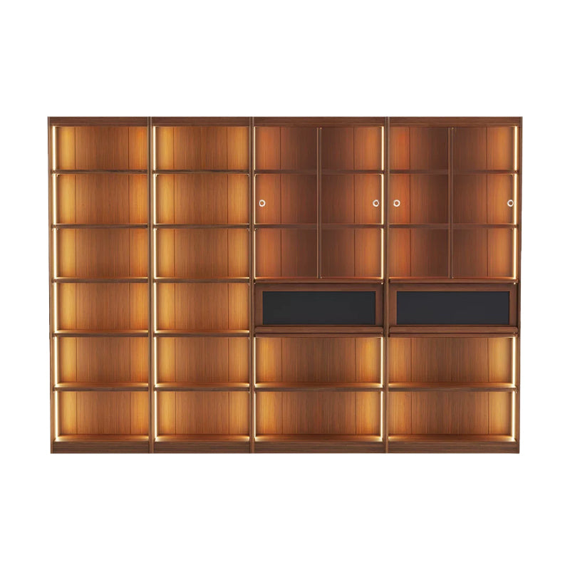 Watson 60cm/80cm Bookcase Modular Display Shelf & Storage With Lighting Walnut Color