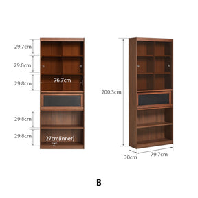 Watson 60cm/80cm Bookcase Modular Display Shelf & Storage With Lighting Walnut Color