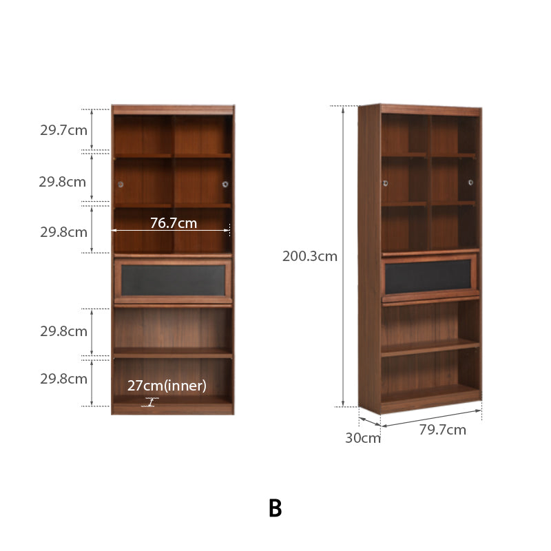 Watson 60cm/80cm Bookcase Modular Display Shelf & Storage With Lighting Walnut Color