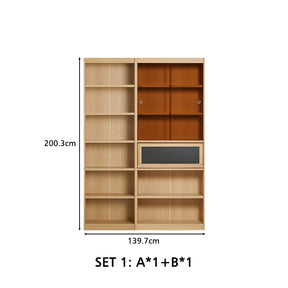 Roger Bookcase Modular Display Shelf & Storage Multiple Size Natural Wood Color