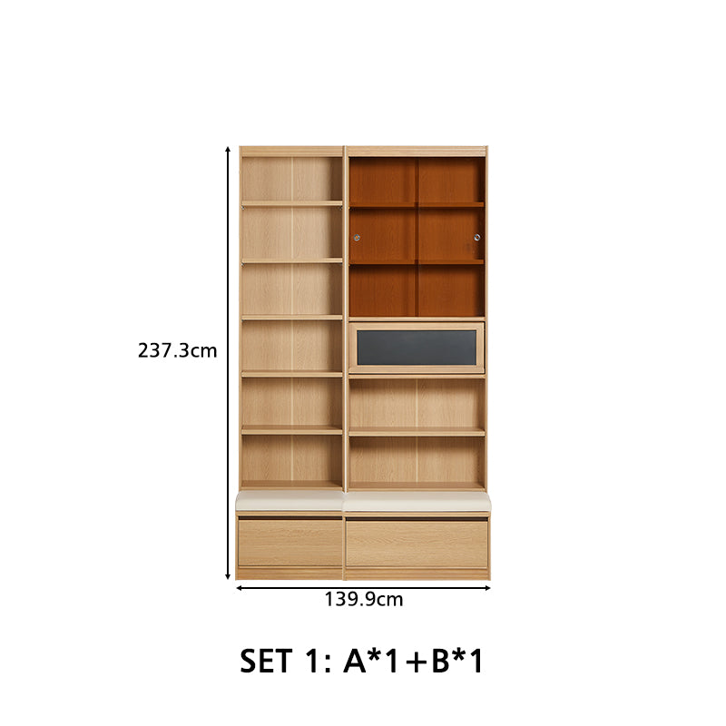 Ronald Bookcase Modular Display Shelf & Storage Multiple Size Natural Wood Color