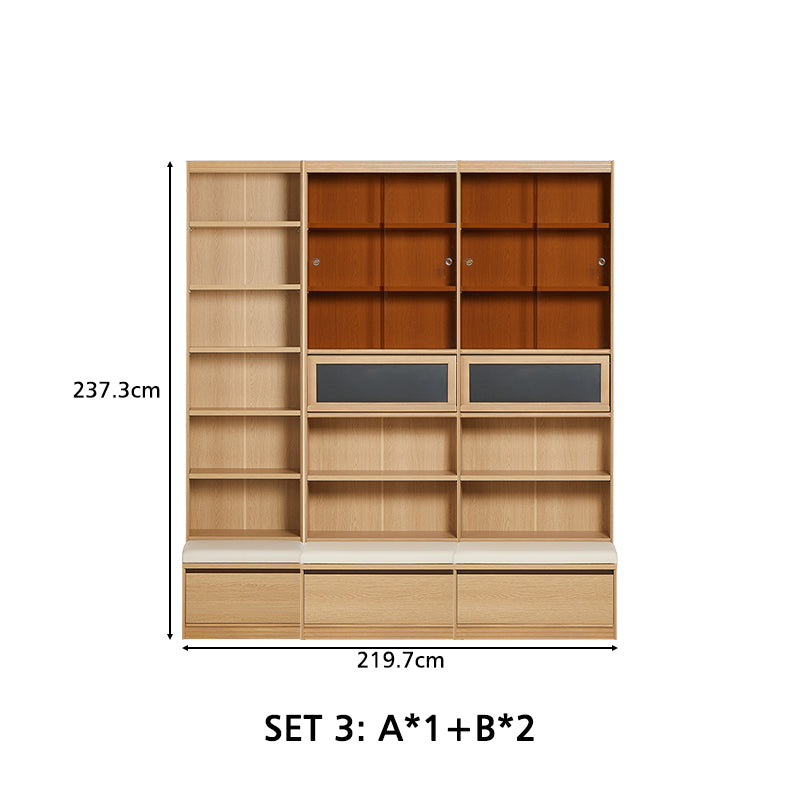 Ronald Bookcase Modular Display Shelf & Storage Multiple Size Natural Wood Color