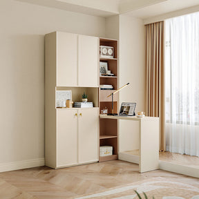 Jenna Bookcase/Bookshelf with Study Desk/Chair Study Set Cream White