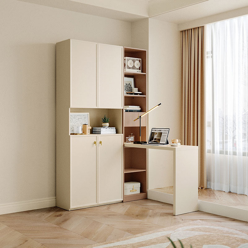Jenna Bookcase/Bookshelf with Study Desk/Chair Study Set Cream White