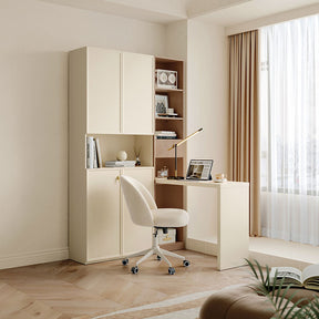 Jenna Bookcase/Bookshelf with Study Desk/Chair Study Set Cream White