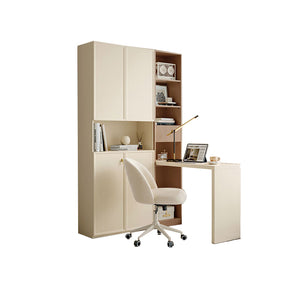 Jenna Bookcase/Bookshelf with Study Desk/Chair Study Set Cream White