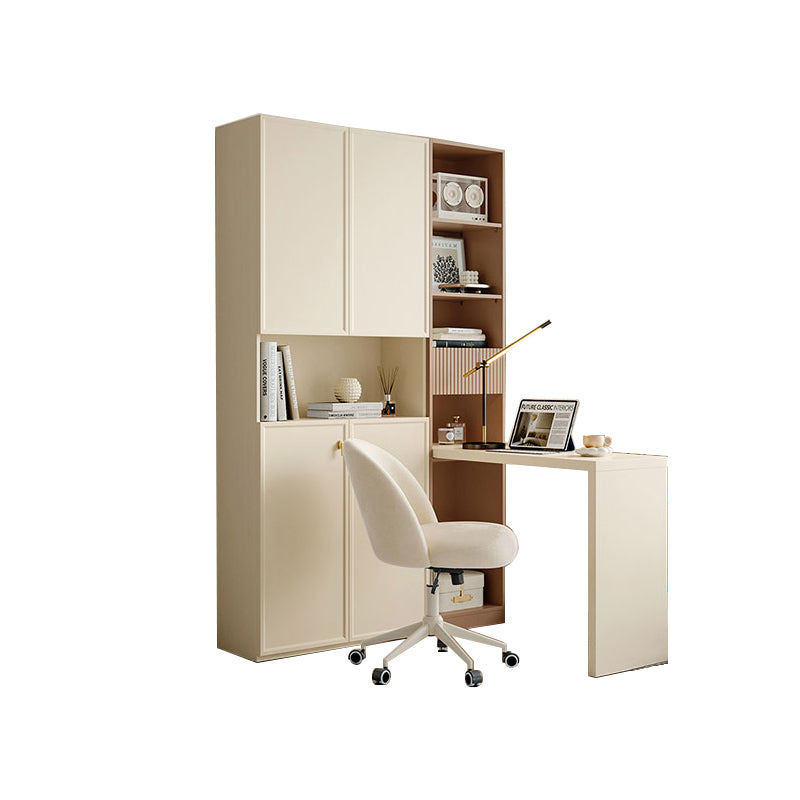Jenna Bookcase/Bookshelf with Study Desk/Chair Study Set Cream White