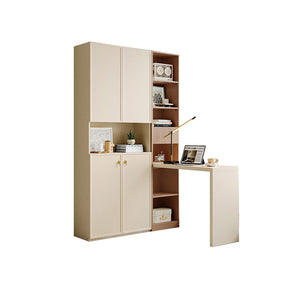 Jenna Bookcase/Bookshelf with Study Desk/Chair Study Set Cream White